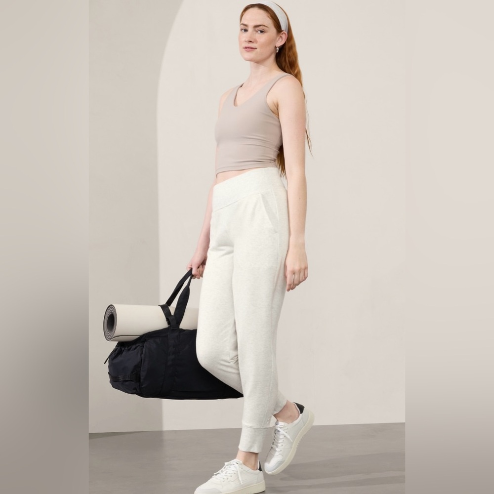 Athleta Cream High-Waist Joggers